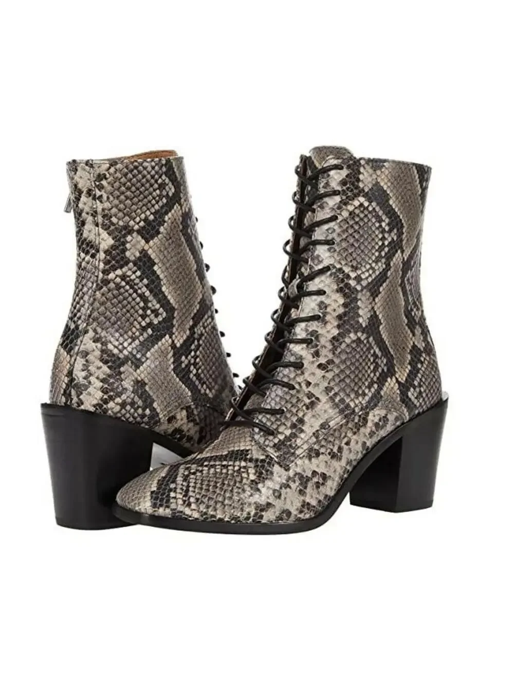 Frye Georgia Lace Up bootie‎ Snakeskin Leather Women's size 7.5 New with box.